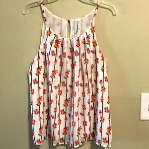 d.n.a. couture Top Floral Tank SZ L White Pink EUC